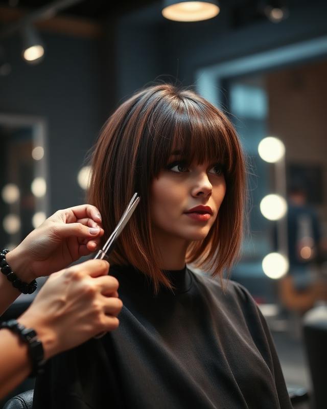 Corte con flequillo cortina en 15s ✂️